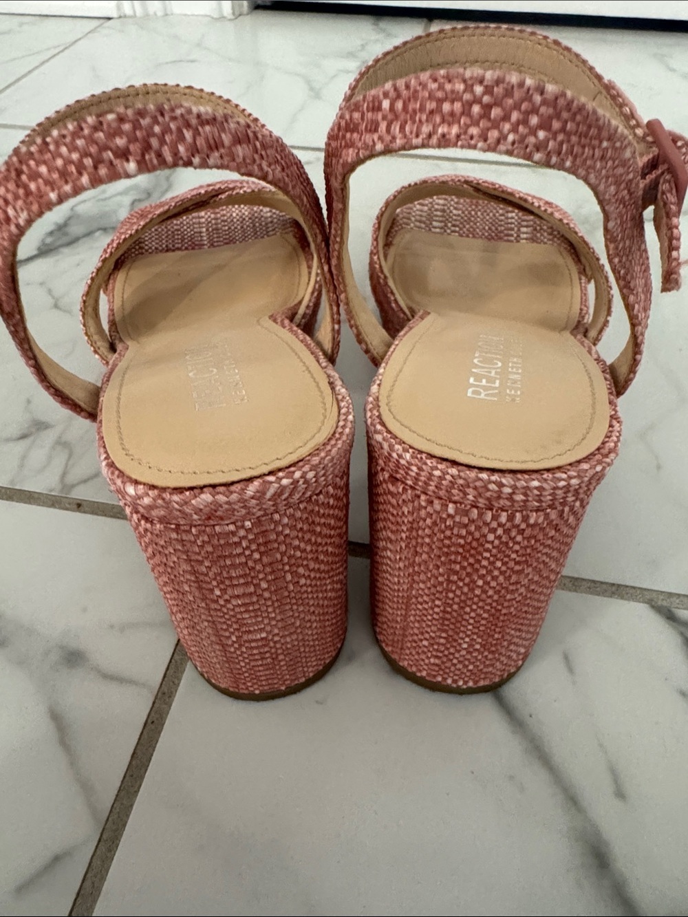 Kenneth Cole Reeva Pink Platform Sandals with Ankle Strap Sz 7 - Picture 4 of 5